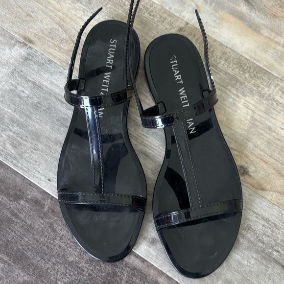 Stuart Weitzman black Mellie Patent Sandals - Picture 2 of 2